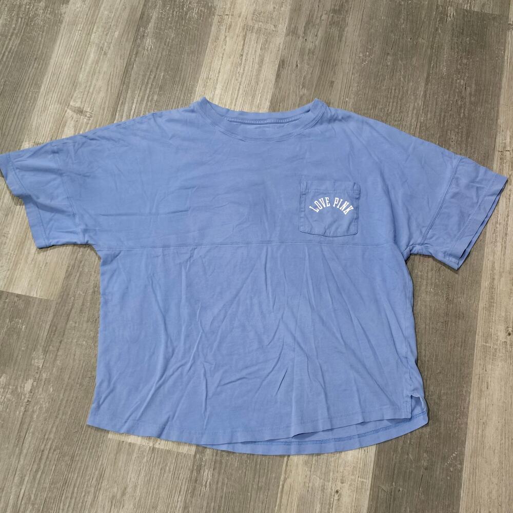 Victoria's Secret PINK Cornflower Blue Pocket Oversized T-Shirt - Picture 3 of 3